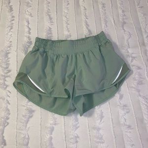 Light Green Lululemon Hotty Hot Short II, 2.5”